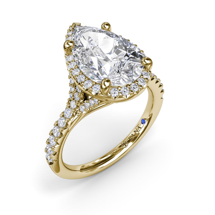 Split Shank Diamond Halo Engagement Ring