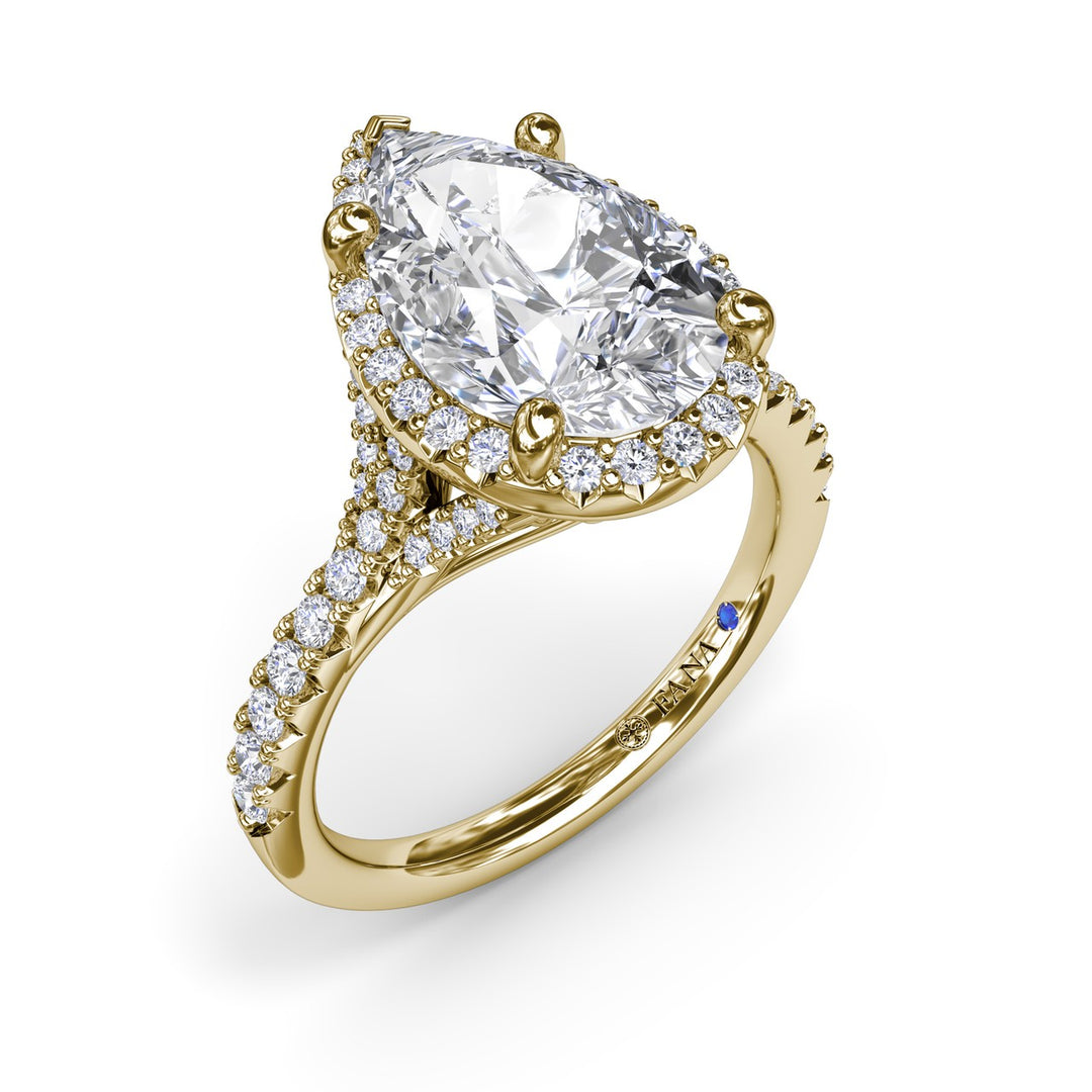 Split Shank Diamond Halo Engagement Ring