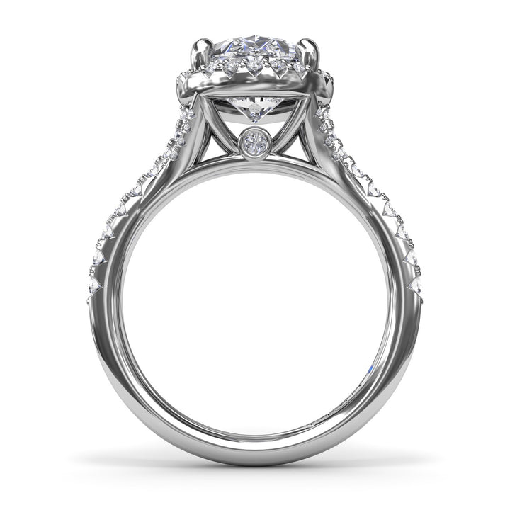 Split Shank Diamond Halo Engagement Ring