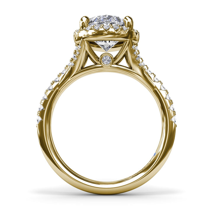 Split Shank Diamond Halo Engagement Ring