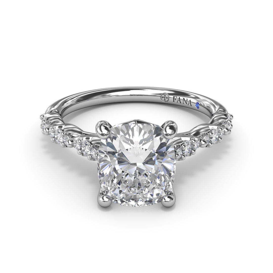 Petite Pave Diamond Engagement Ring