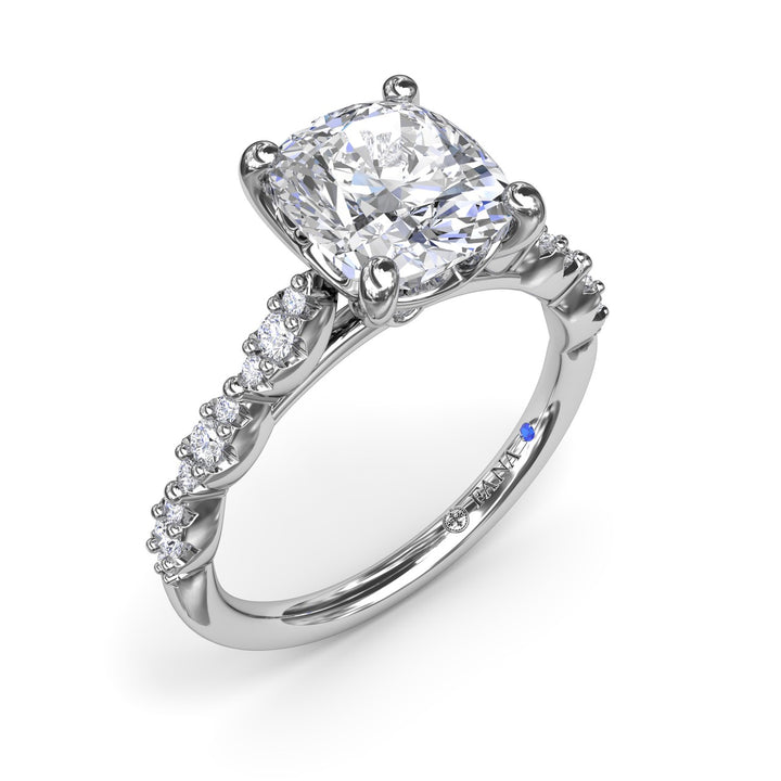 Petite Pave Diamond Engagement Ring