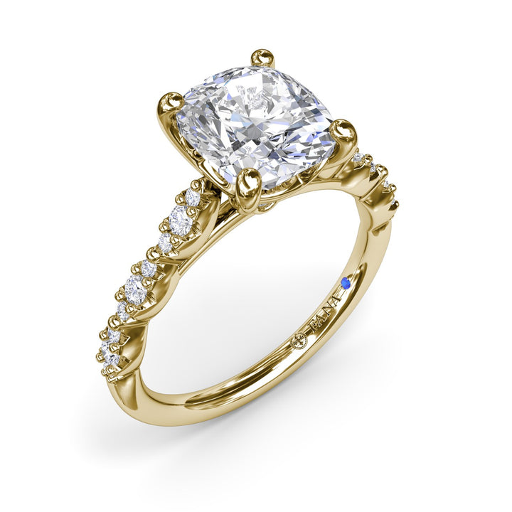 Petite Pave Diamond Engagement Ring