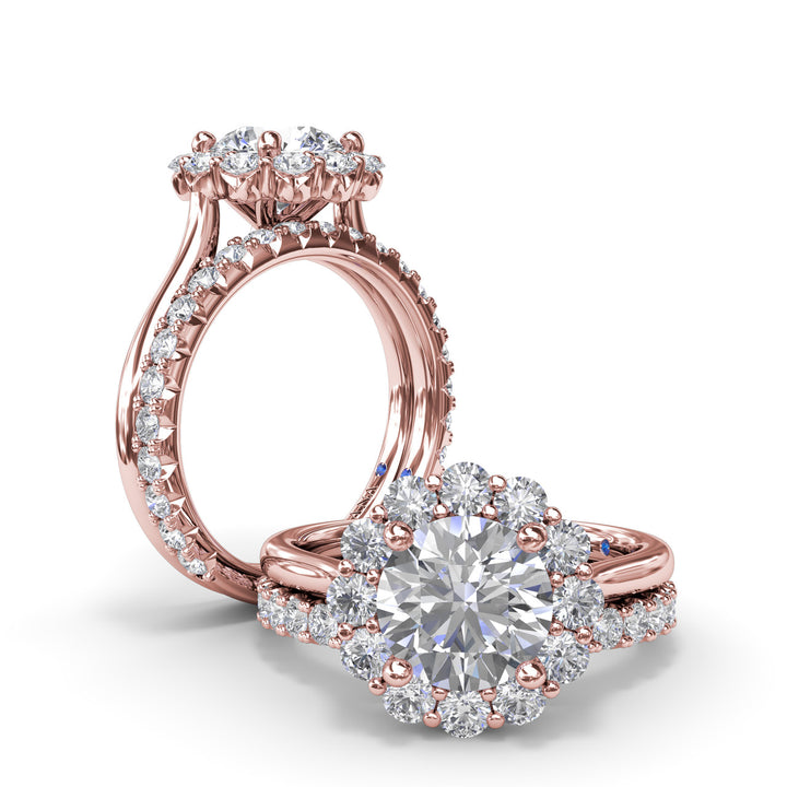 Floral Halo Diamond Engagement Ring