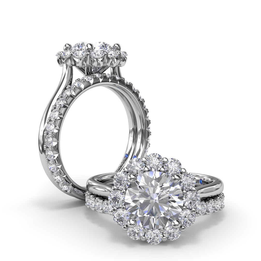 Floral Halo Diamond Engagement Ring
