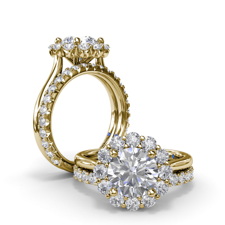Floral Halo Diamond Engagement Ring