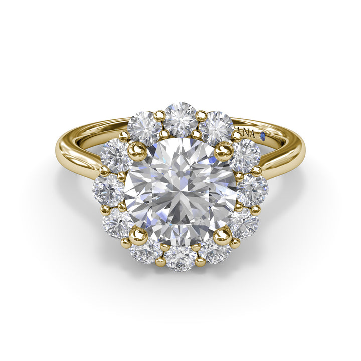 Floral Halo Diamond Engagement Ring