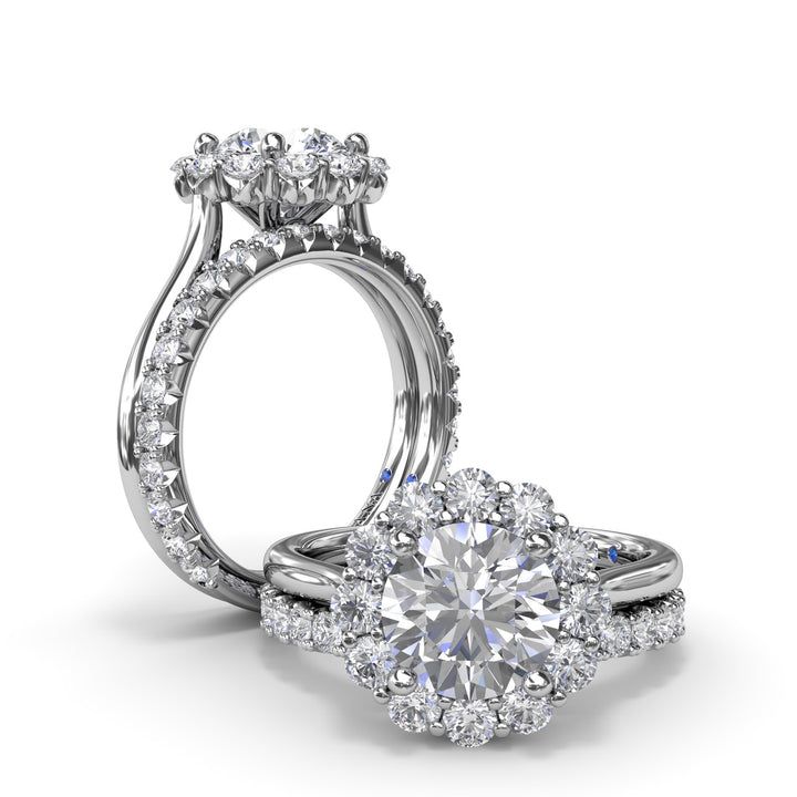 Floral Halo Diamond Engagement Ring