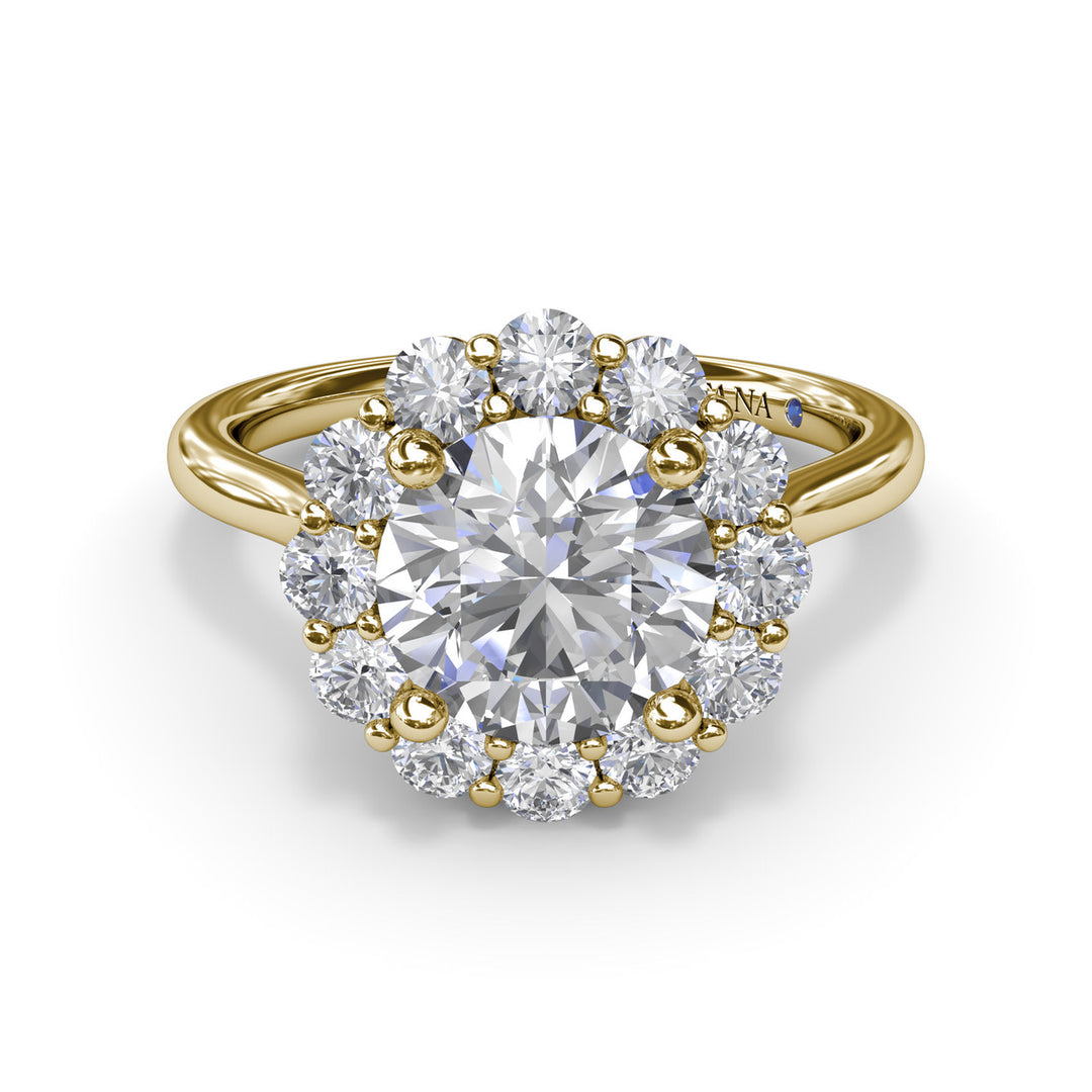Floral Halo Diamond Engagement Ring