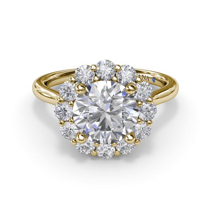 Floral Halo Diamond Engagement Ring