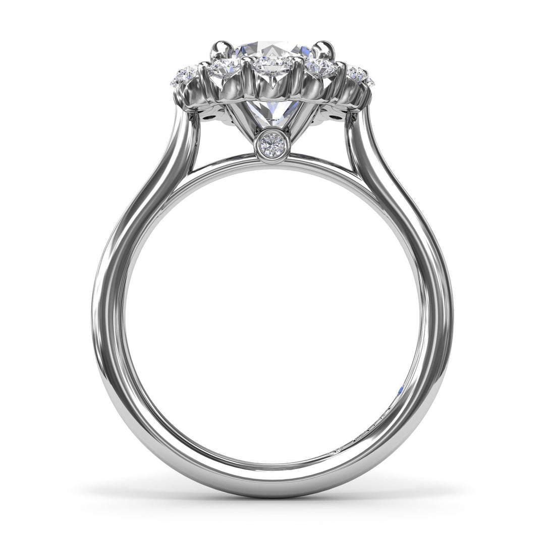 Floral Halo Diamond Engagement Ring