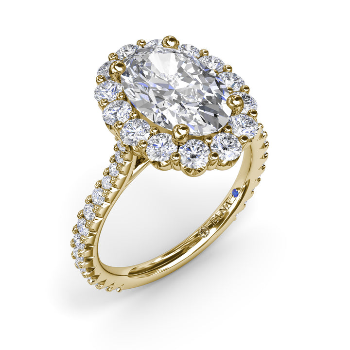Beautiful Floral Halo Diamond Engagement Ring
