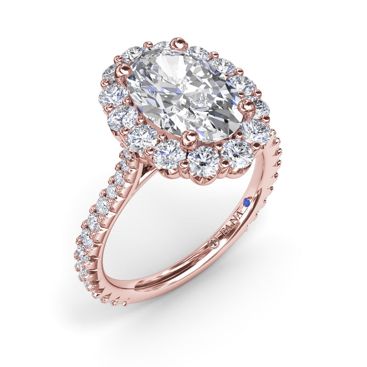 Beautiful Floral Halo Diamond Engagement Ring