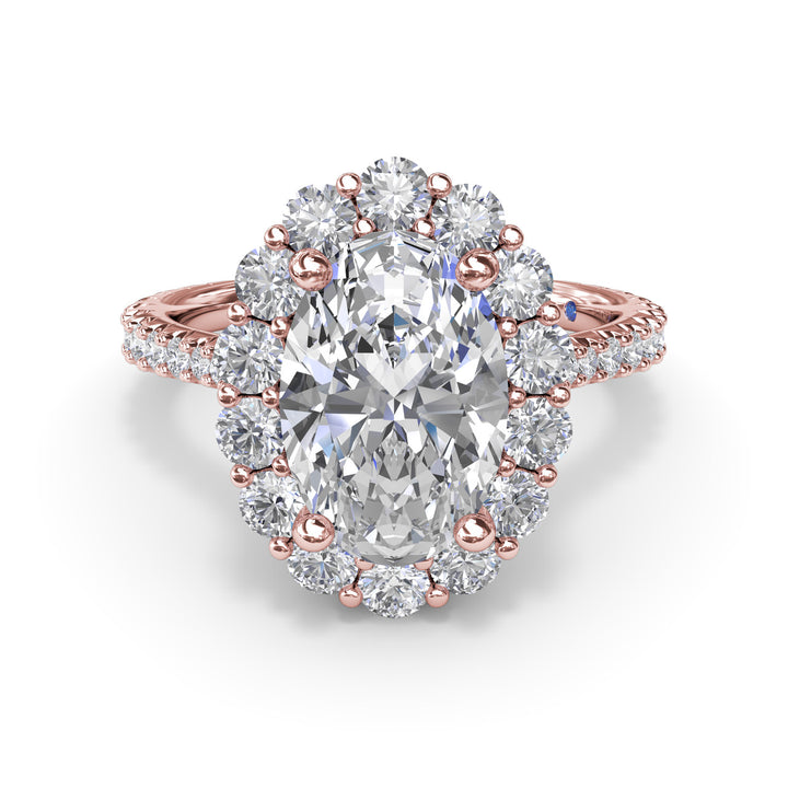 Beautiful Floral Halo Diamond Engagement Ring