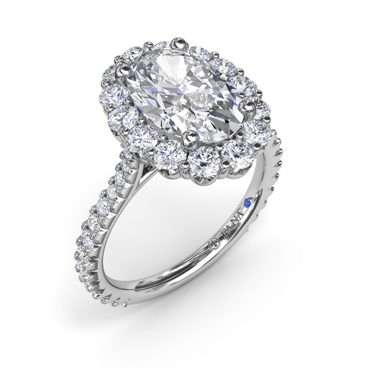 Beautiful Floral Halo Diamond Engagement Ring