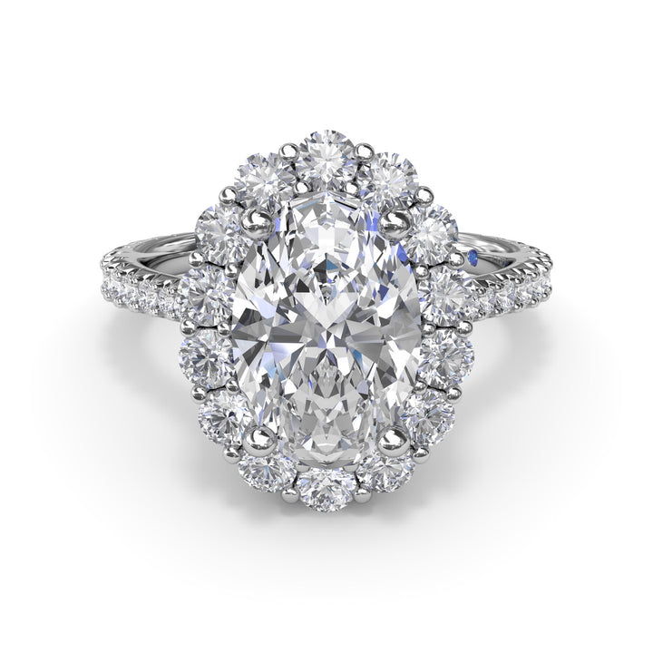 Beautiful Floral Halo Diamond Engagement Ring