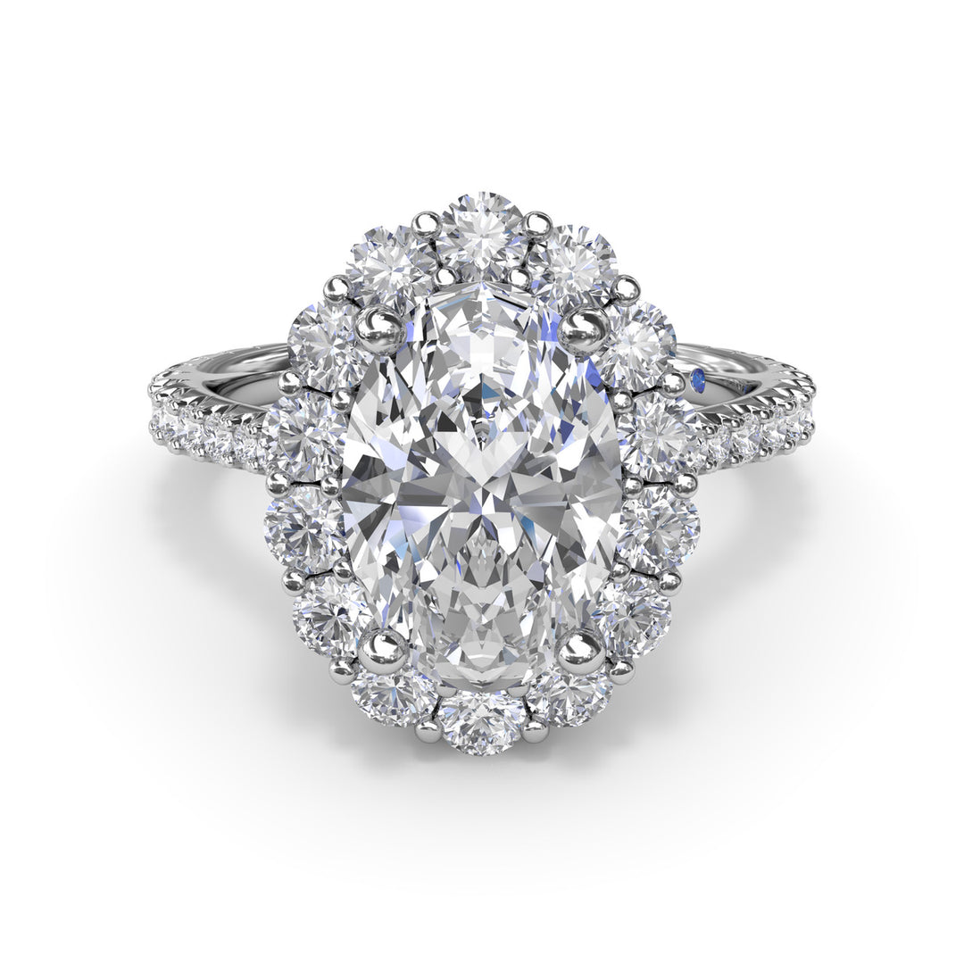 Beautiful Floral Halo Diamond Engagement Ring