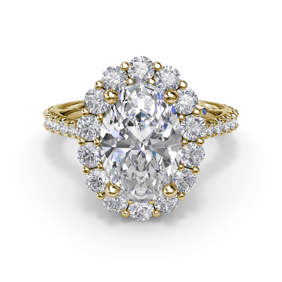 Beautiful Floral Halo Diamond Engagement Ring