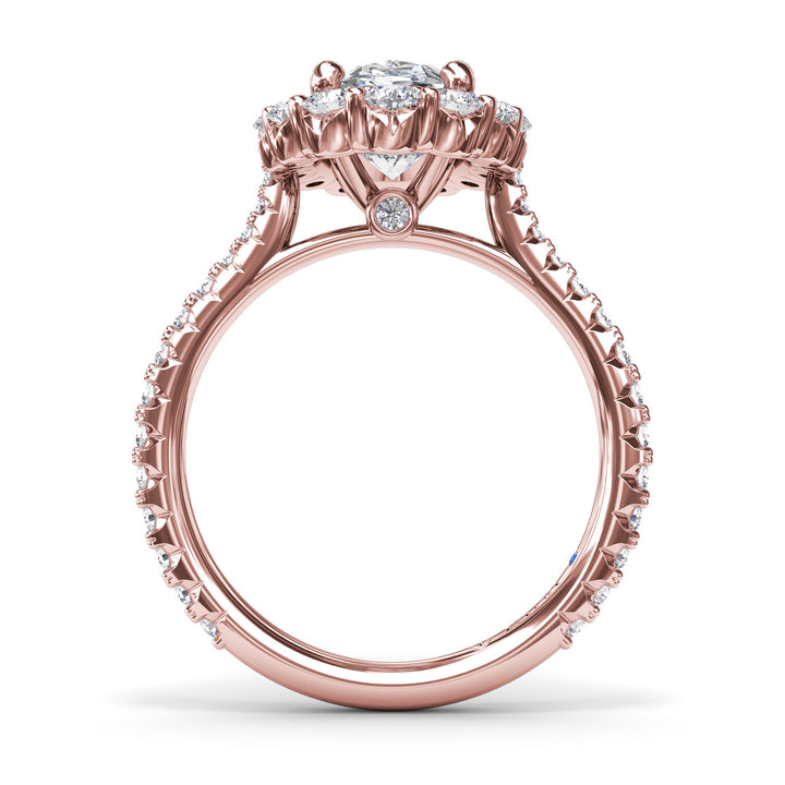 Beautiful Floral Halo Diamond Engagement Ring