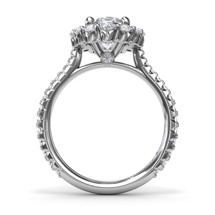 Floral Halo Diamond Engagement Ring