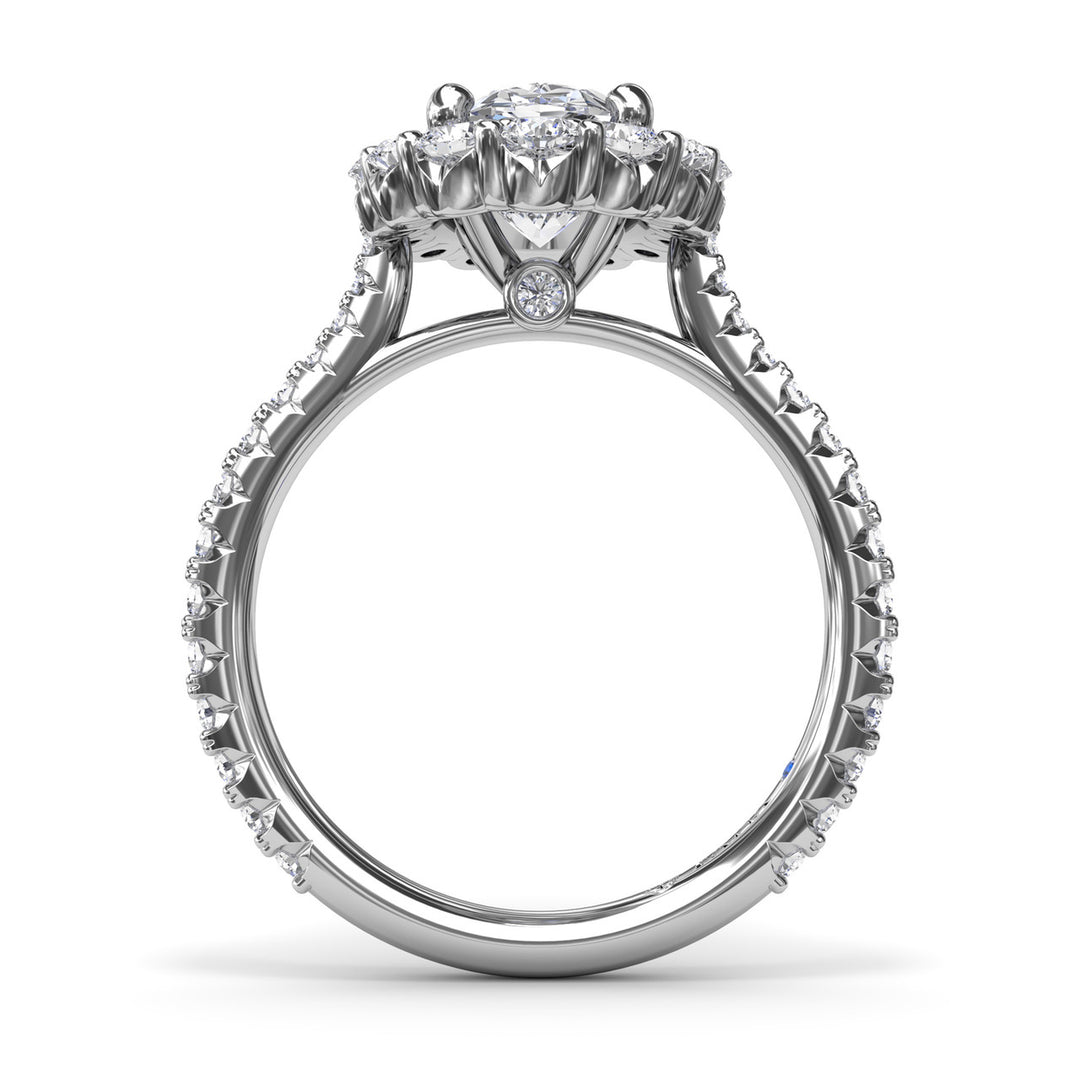 Beautiful Floral Halo Diamond Engagement Ring