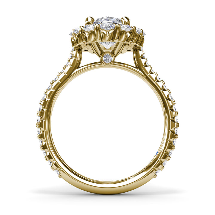 Beautiful Floral Halo Diamond Engagement Ring