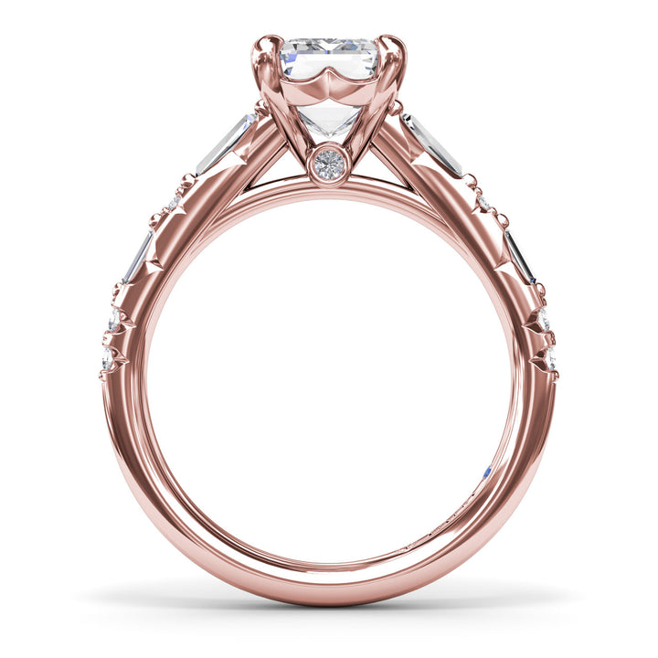 Alternating Baguette and Round Diamond Engagement Ring