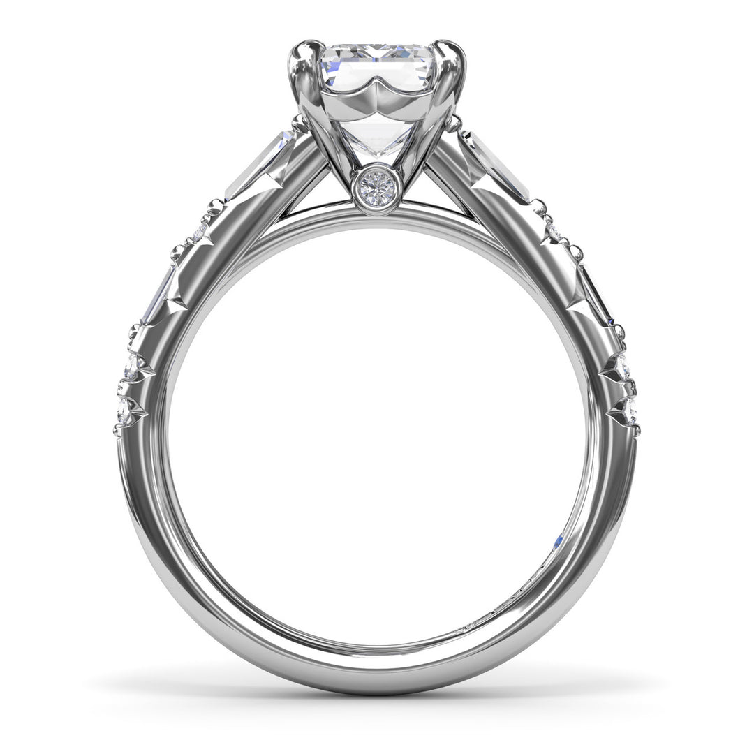 Alternating Baguette and Round Diamond Engagement Ring