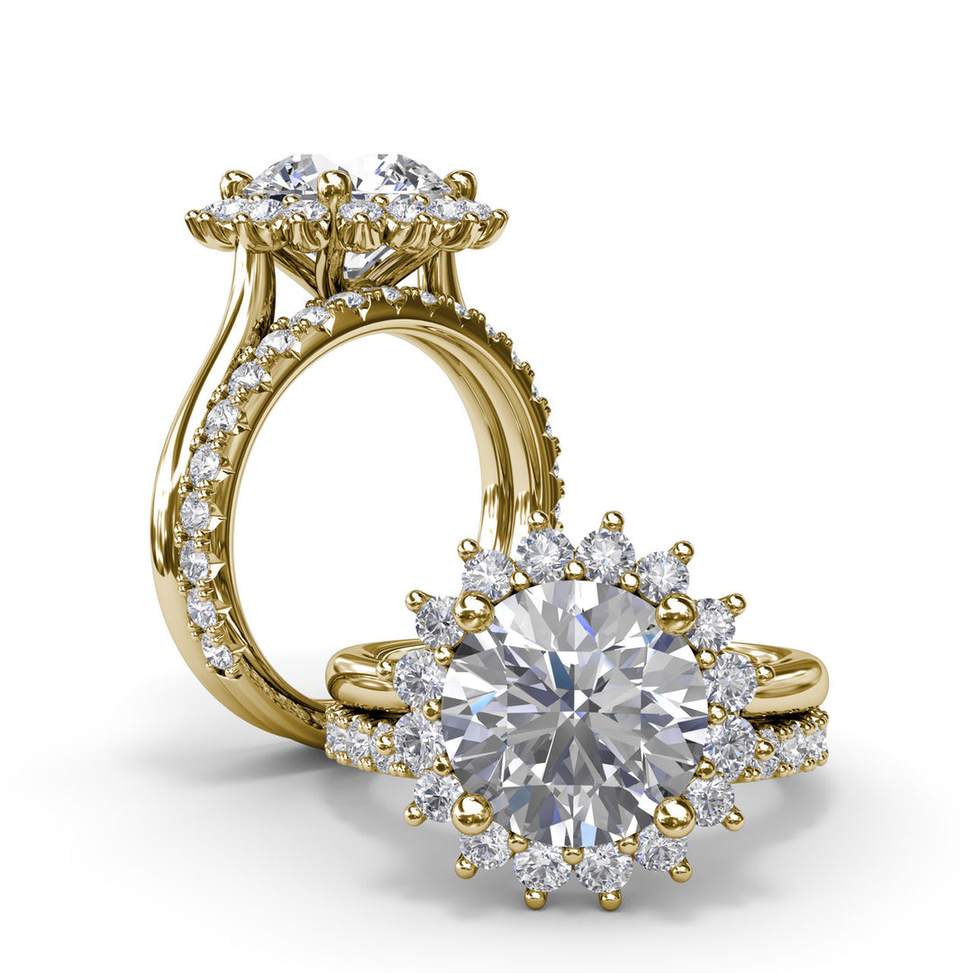 Floral Diamond Engagement Ring