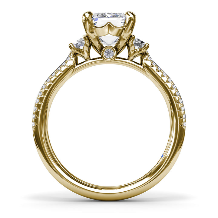 Two-Toned Emerald Cut Diamond Engagement Ring