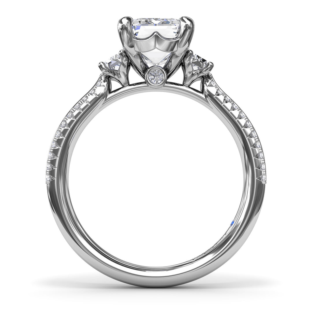 Two-Toned Emerald Cut Diamond Engagement Ring