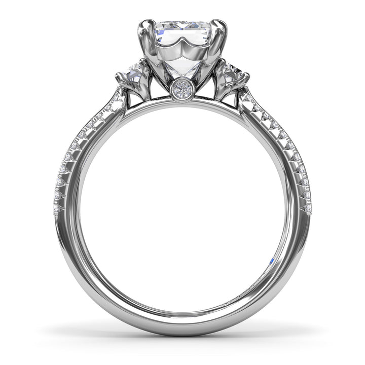 Two-Toned Emerald Cut Diamond Engagement Ring