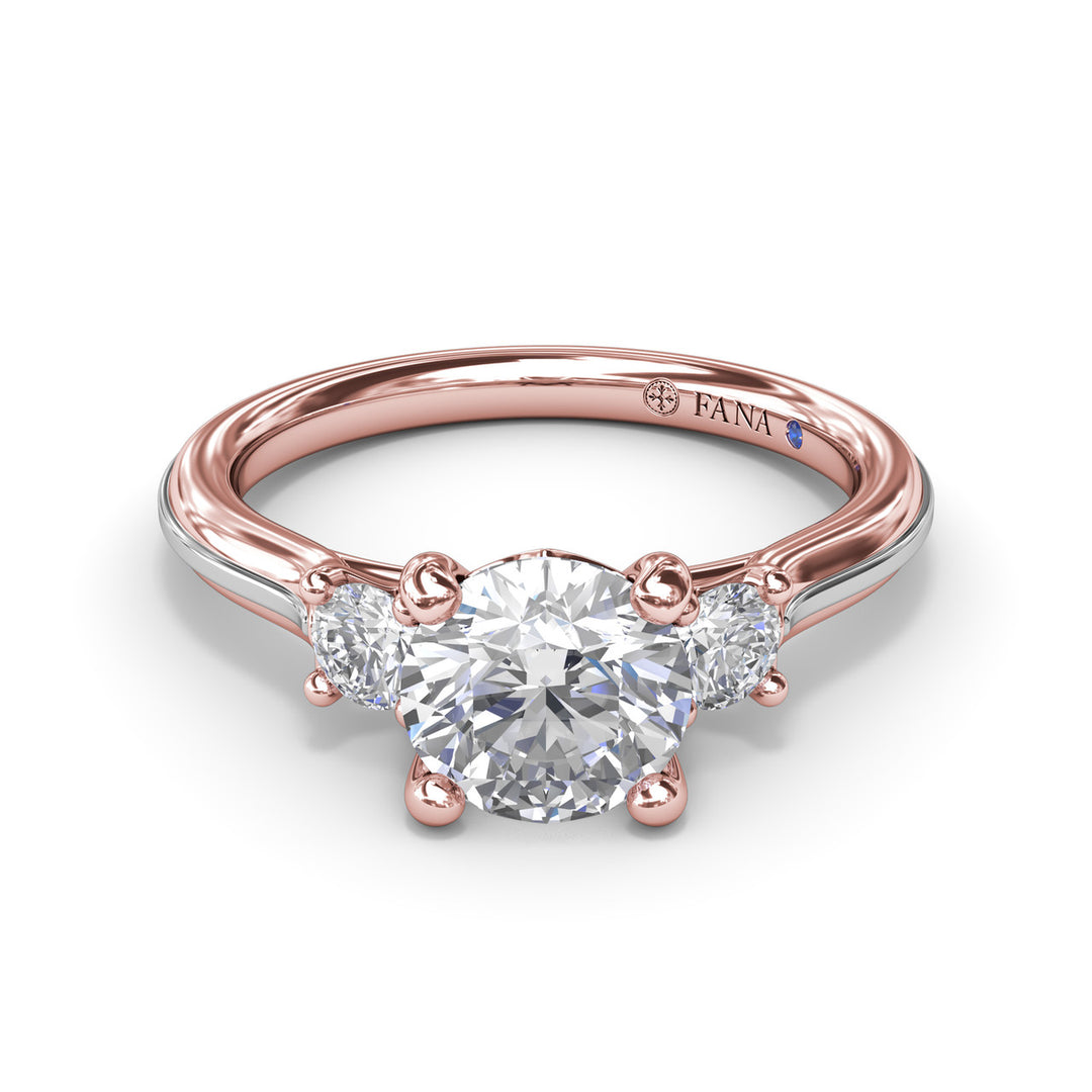 Two-Toned Round Diamond Engagement Ring