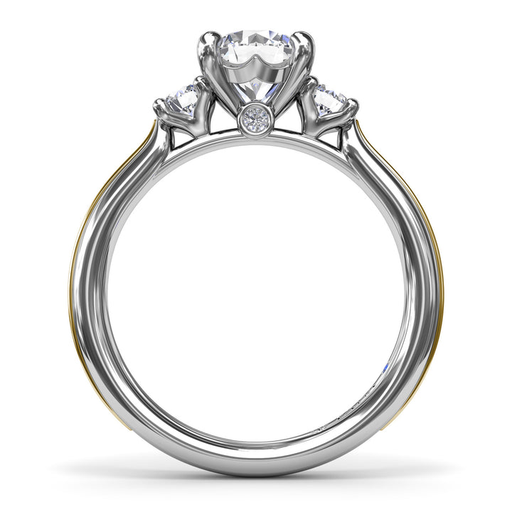Two-Toned Round Diamond Engagement Ring