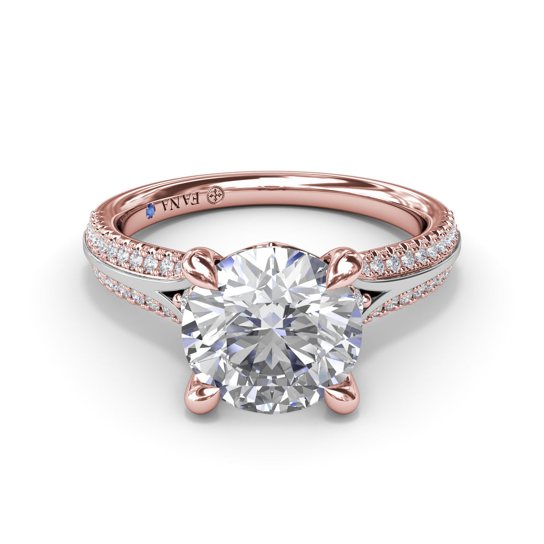 Two-Toned Split Shank Diamond Engagement Ring