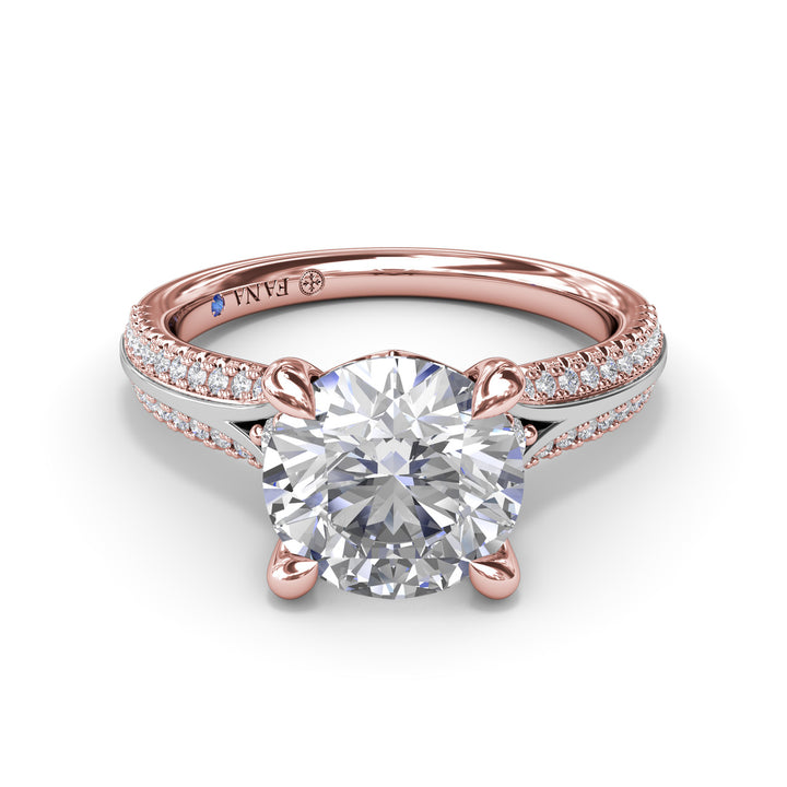Two-Toned Split Shank Diamond Engagement Ring