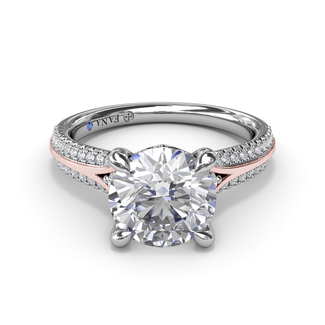 Two-Toned Split Shank Diamond Engagement Ring