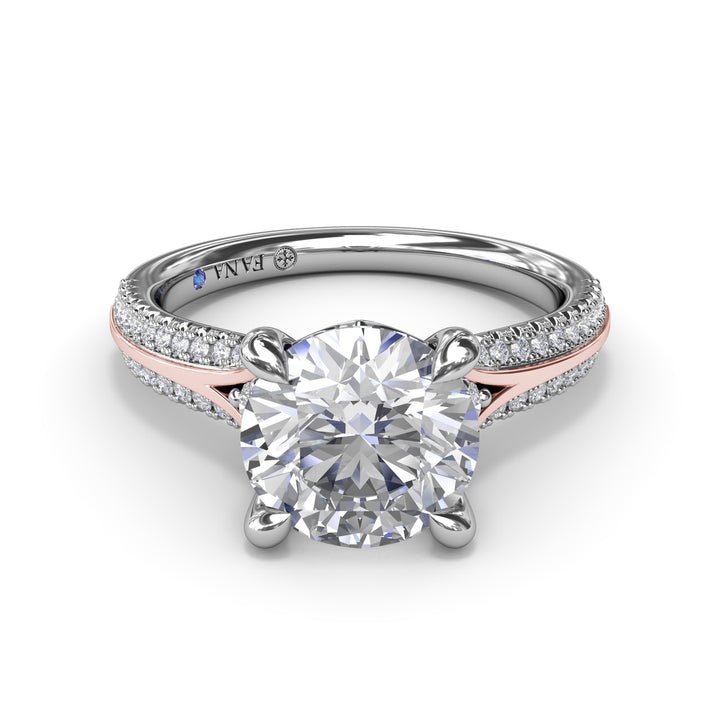 Two-Toned Split Shank Diamond Engagement Ring