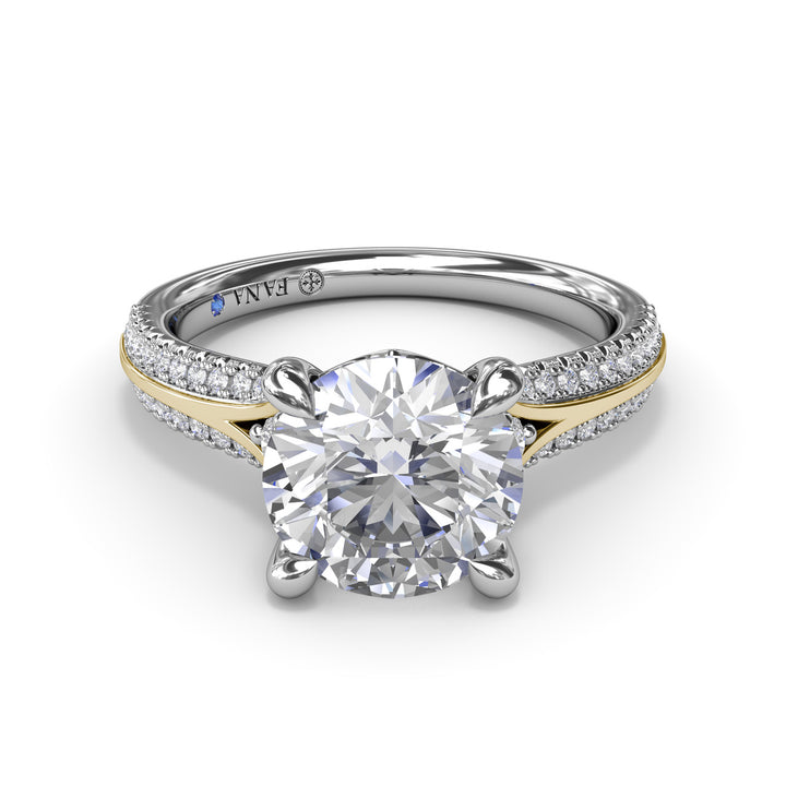 Two-Toned Split Shank Diamond Engagement Ring
