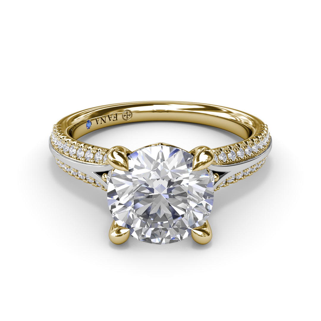 Two-Toned Split Shank Diamond Engagement Ring