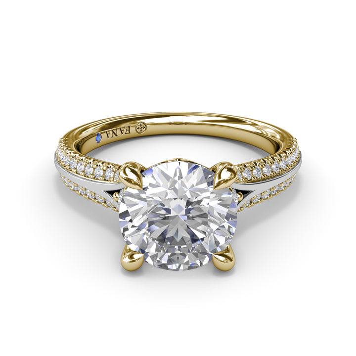 Two-Toned Split Shank Diamond Engagement Ring
