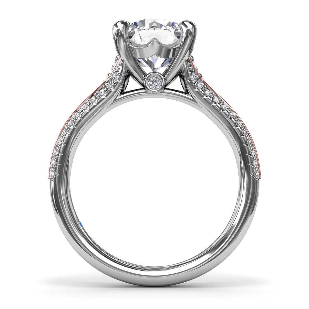 Two-Toned Split Shank Diamond Engagement Ring