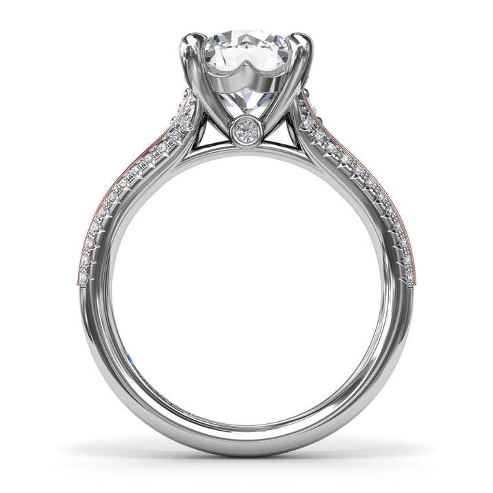 Two-Toned Split Shank Diamond Engagement Ring