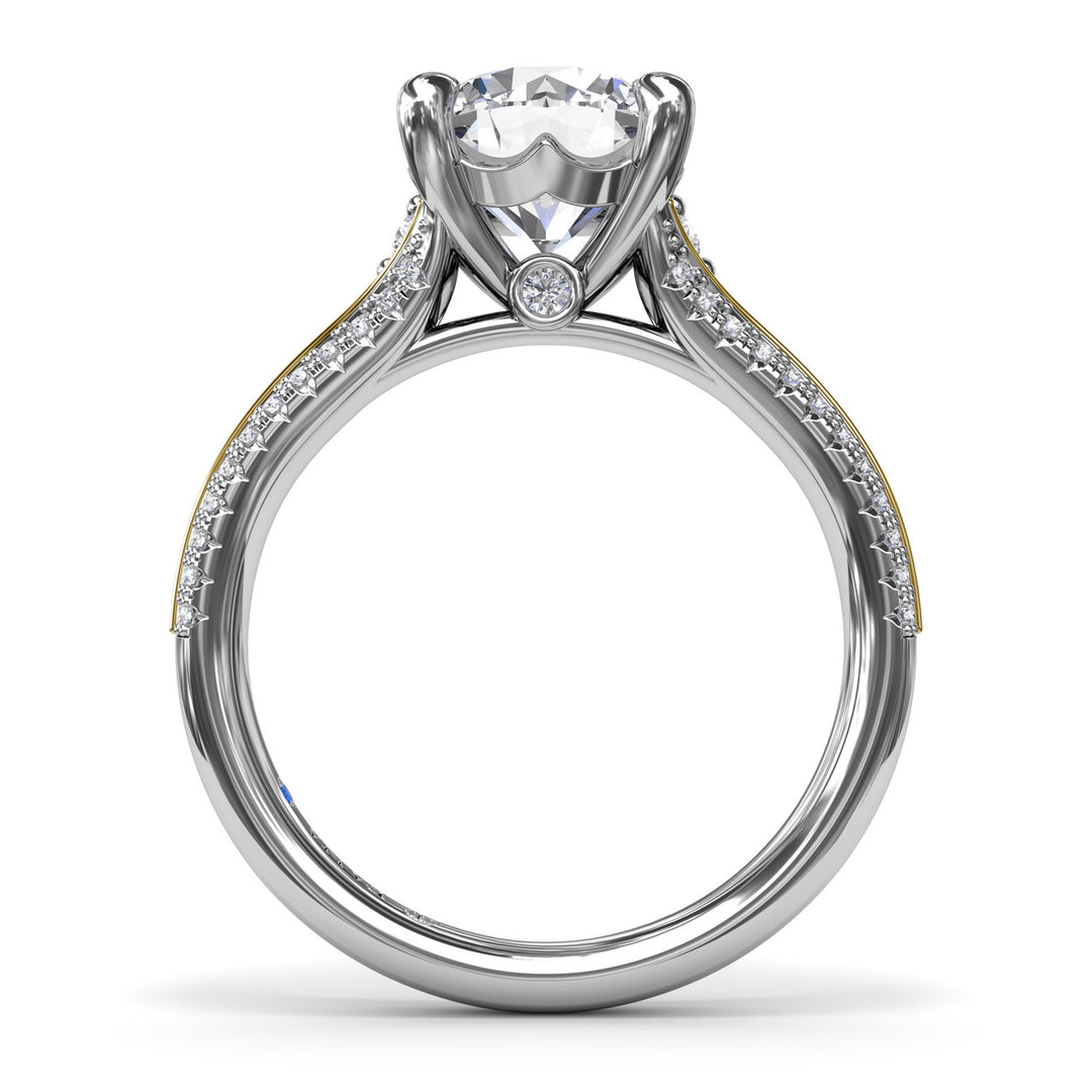 Two-Toned Split Shank Diamond Engagement Ring