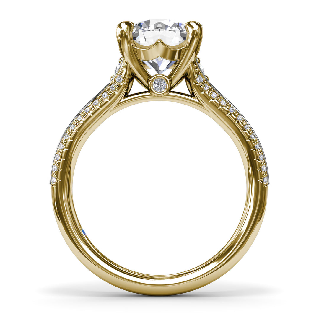 Two-Toned Split Shank Diamond Engagement Ring