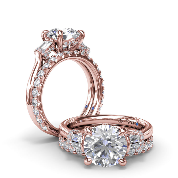Double Baguette Diamond Engagement Ring
