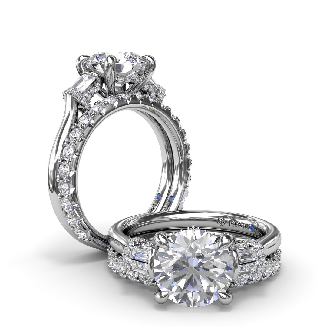 Double Baguette Diamond Engagement Ring