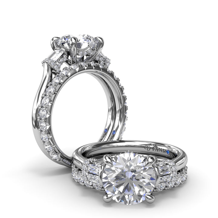 Double Baguette Diamond Engagement Ring