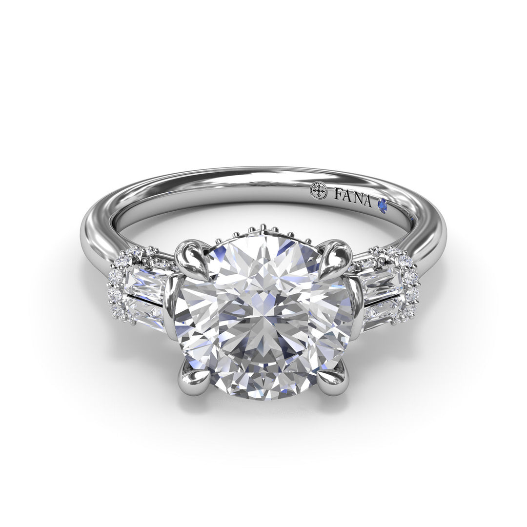 Double Baguette Diamond Engagement Ring