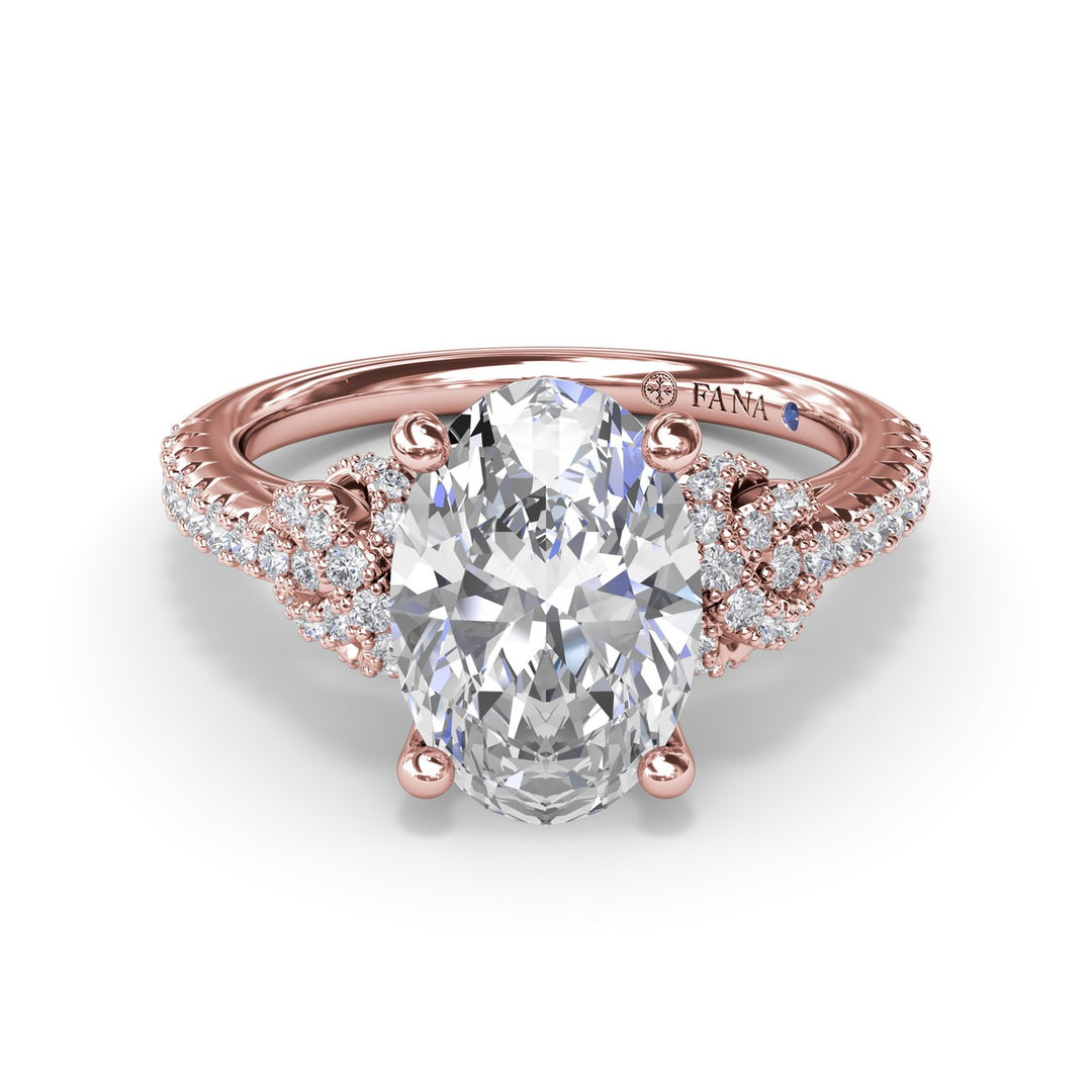 Oval Love Knot Diamond Engagement Ring
